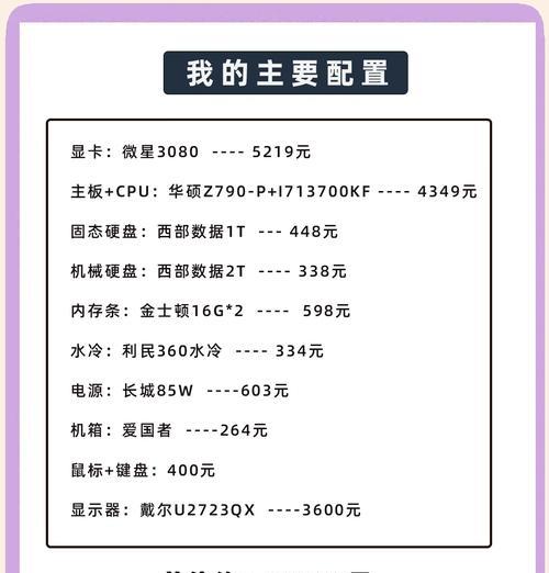 打造你的梦想电脑配置清单（全面了解如何自己配置一台电脑）